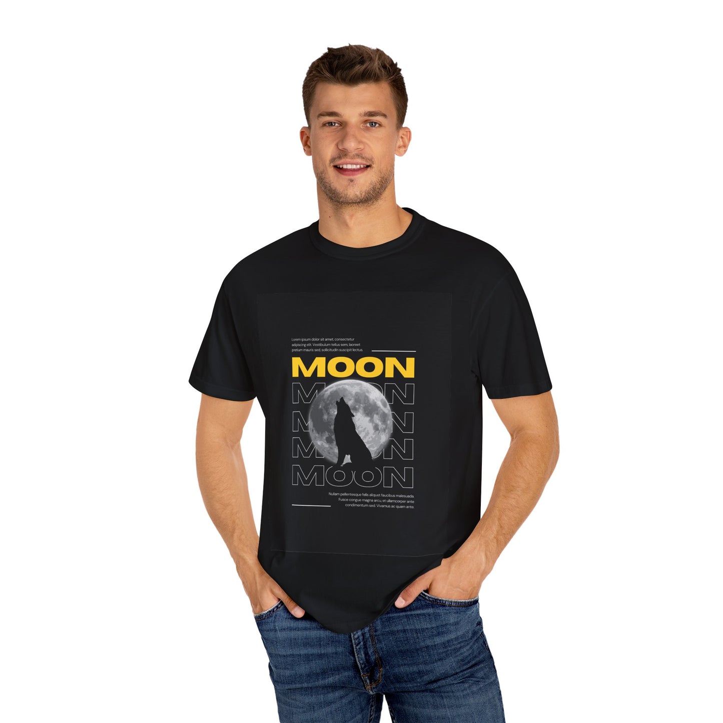 Unisex Garment-Dyed Moon Graphic T-Shirt - Night Vibes & Astronomy Inspired