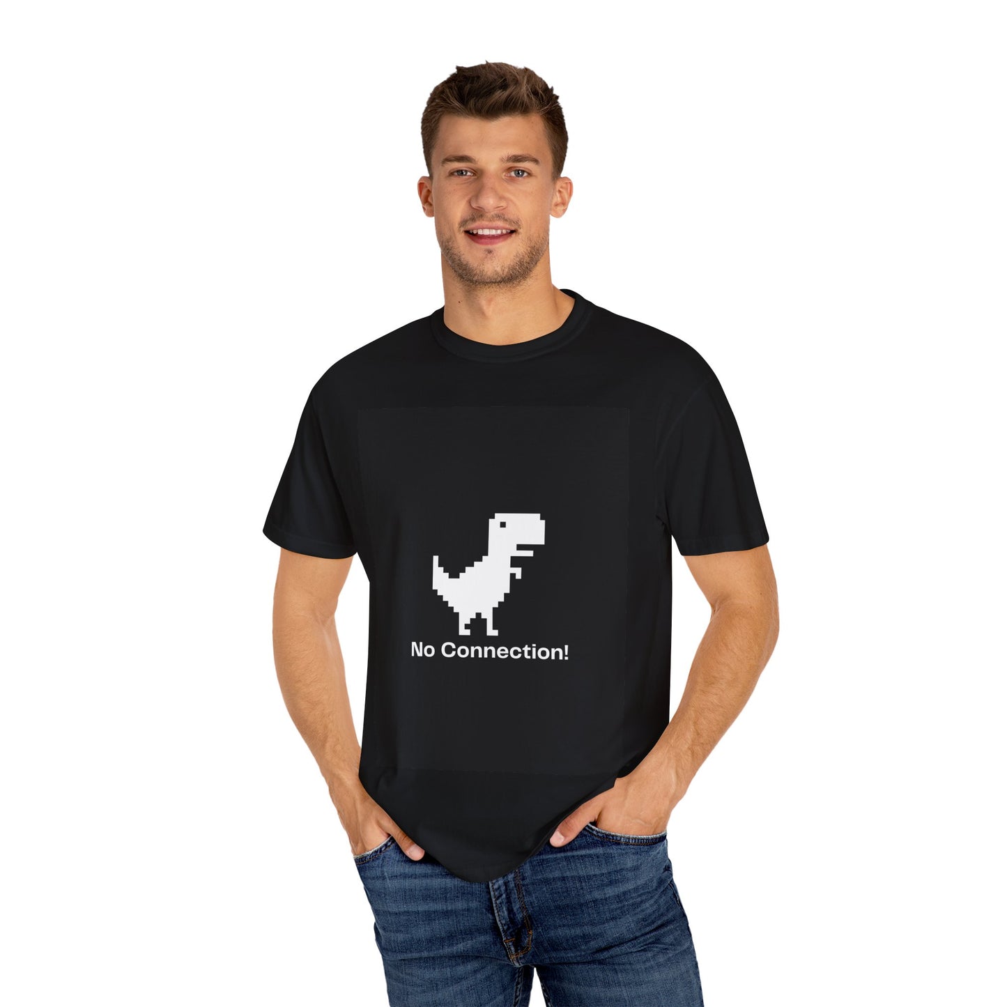 Retro Dinosaur "No Connection" Unisex Garment-Dyed T-Shirt